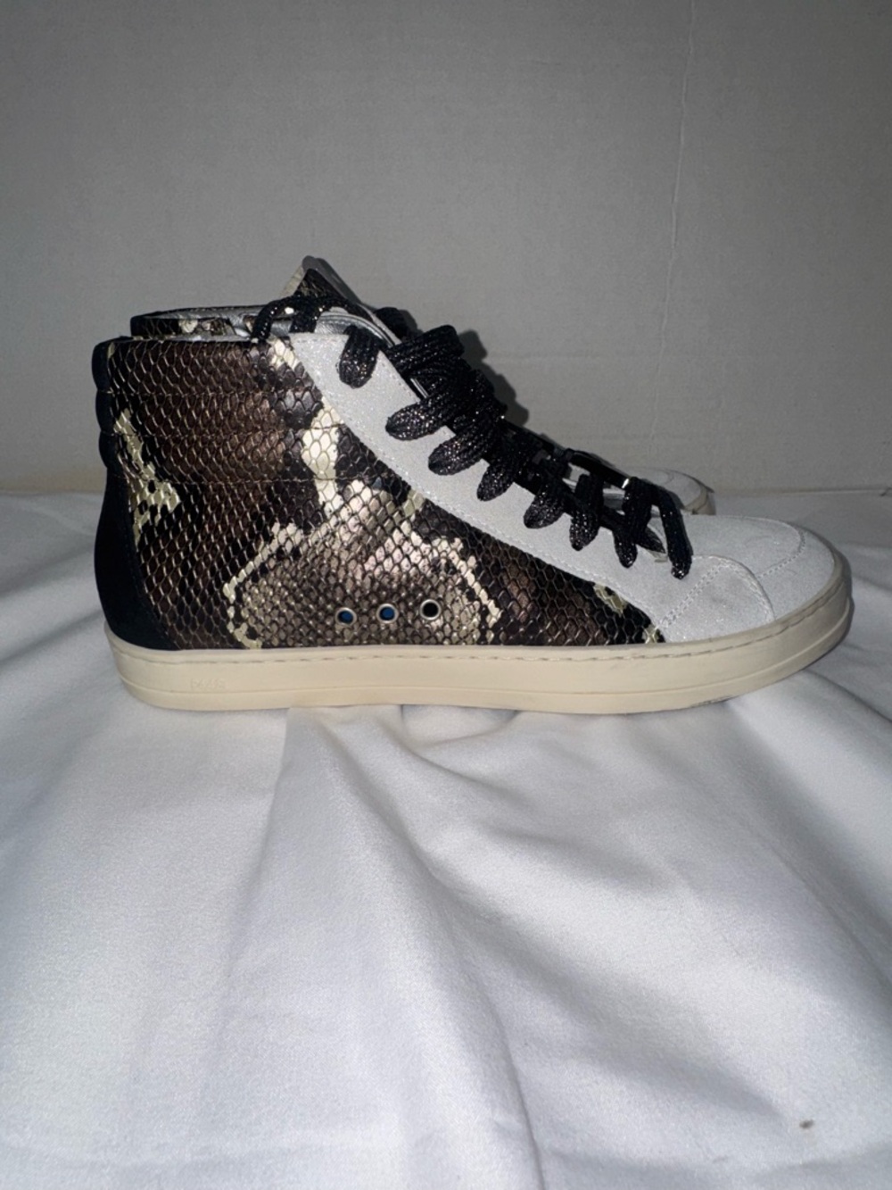 P448 Snake Print High Top Sneakers with White Accents
